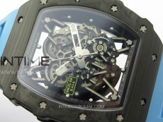 RM035-02 Forged Carbon Case KVF Best Edition Blue Crown on Blue Rubber Strap MIYOTA8215