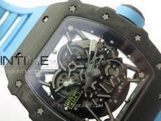 RM035-02 Forged Carbon Case KVF Best Edition Blue Crown on Blue Rubber Strap MIYOTA8215
