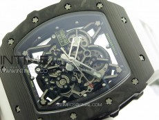 RM035-02 Forged Carbon Case KUF Best Edition White Crown on White Rubber Strap MIYOTA8215