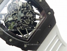 RM035-02 Forged Carbon Case KUF Best Edition White Crown on White Rubber Strap MIYOTA8215