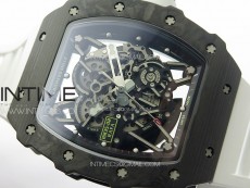 RM035-02 Forged Carbon Case KUF Best Edition White Crown on White Rubber Strap MIYOTA8215