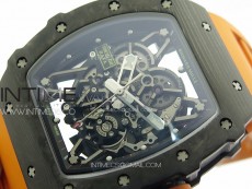 RM035-02 Forged Carbon Case KUF Best Edition Orange Crown on Orange Rubber Strap MIYOTA8215