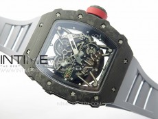 RM035-02 Forged Carbon Case KUF Best Edition Red Crown on Gray Rubber Strap MIYOTA8215