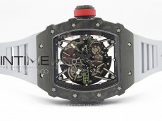 RM035-02 Forged Carbon Case KUF Best Edition Red Crown on Gray Rubber Strap MIYOTA8215