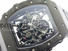 RM035-02 Forged Carbon Case KUF Best Edition Red Crown on Gray Rubber Strap MIYOTA8215