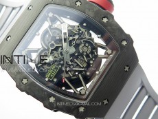 RM035-02 Forged Carbon Case KUF Best Edition Red Crown on Gray Rubber Strap MIYOTA8215