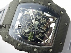 RM035-02 Forged Carbon Case KUF Best Edition Red Crown on Gray Rubber Strap MIYOTA8215