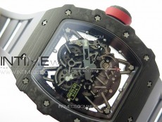 RM035-02 Forged Carbon Case KUF Best Edition Red Crown on Gray Rubber Strap MIYOTA8215
