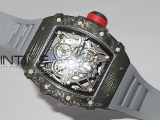 RM035-02 Forged Carbon Case KUF Best Edition Red Crown on Gray Rubber Strap MIYOTA8215