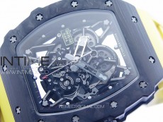 RM035-02 Forged Carbon Case KUF Best Edition Yellow Crown on Yellow Rubber Strap MIYOTA8215
