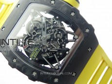 RM035-02 Forged Carbon Case KUF Best Edition Yellow Crown on Yellow Rubber Strap MIYOTA8215