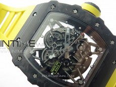 RM035-02 Forged Carbon Case KUF Best Edition Yellow Crown on Yellow Rubber Strap MIYOTA8215