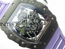 RM035-02 Forged Carbon Case KUF Best Edition White Crown on Purple Rubber Strap MIYOTA8215