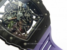 RM035-02 Forged Carbon Case KUF Best Edition White Crown on Purple Rubber Strap MIYOTA8215