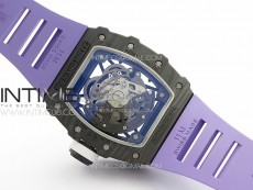 RM035-02 Forged Carbon Case KUF Best Edition White Crown on Purple Rubber Strap MIYOTA8215