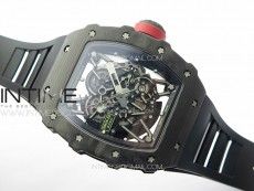 RM035-02 Forged Carbon Case KUF Best Edition Red Crown on Black Rubber Strap MIYOTA8215