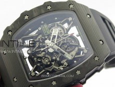 RM035-02 Forged Carbon Case KUF Best Edition Red Crown on Black Rubber Strap MIYOTA8215