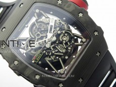 RM035-02 Forged Carbon Case KUF Best Edition Red Crown on Black Rubber Strap MIYOTA8215