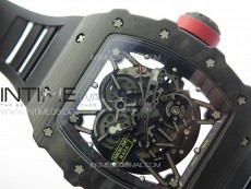 RM035-02 Forged Carbon Case KUF Best Edition Red Crown on Black Rubber Strap MIYOTA8215