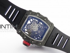 RM035-02 Forged Carbon Case KUF Best Edition Red Crown on Black Rubber Strap MIYOTA8215