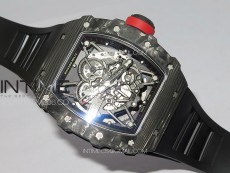 RM035-02 Forged Carbon Case KUF Best Edition Red Crown on Black Rubber Strap MIYOTA8215