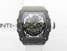 RM035-02 Forged Carbon Case KUF Best Edition White Crown on White Nylon Strap MIYOTA8215