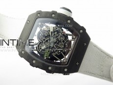 RM035-02 Forged Carbon Case KUF Best Edition White Crown on White Nylon Strap MIYOTA8215