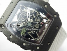 RM035-02 Forged Carbon Case KUF Best Edition White Crown on White Nylon Strap MIYOTA8215