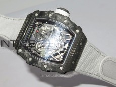 RM035-02 Forged Carbon Case KUF Best Edition White Crown on White Nylon Strap MIYOTA8215