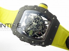 RM035-02 Forged Carbon Case KUF Best Edition Yellow Crown on Yellow Nylon Strap MIYOTA8215