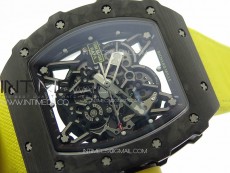 RM035-02 Forged Carbon Case KUF Best Edition Yellow Crown on Yellow Nylon Strap MIYOTA8215