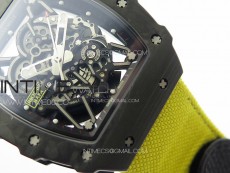 RM035-02 Forged Carbon Case KUF Best Edition Yellow Crown on Yellow Nylon Strap MIYOTA8215