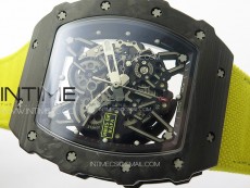 RM035-02 Forged Carbon Case KUF Best Edition Yellow Crown on Yellow Nylon Strap MIYOTA8215