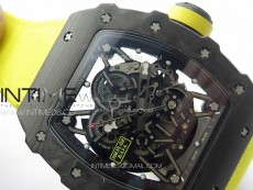 RM035-02 Forged Carbon Case KUF Best Edition Yellow Crown on Yellow Nylon Strap MIYOTA8215