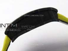 RM035-02 Forged Carbon Case KUF Best Edition Yellow Crown on Yellow Nylon Strap MIYOTA8215