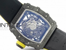 RM035-02 Forged Carbon Case KUF Best Edition Yellow Crown on Yellow Nylon Strap MIYOTA8215