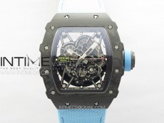 RM035-02 Forged Carbon Case KUF Best Edition Blue Crown on Blue Nylon Strap MIYOTA8215