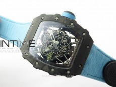 RM035-02 Forged Carbon Case KUF Best Edition Blue Crown on Blue Nylon Strap MIYOTA8215