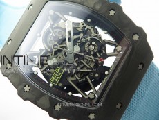 RM035-02 Forged Carbon Case KUF Best Edition Blue Crown on Blue Nylon Strap MIYOTA8215