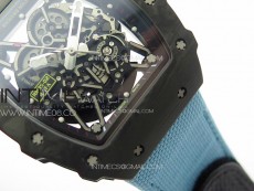 RM035-02 Forged Carbon Case KUF Best Edition Blue Crown on Blue Nylon Strap MIYOTA8215