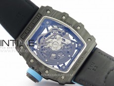 RM035-02 Forged Carbon Case KUF Best Edition Blue Crown on Blue Nylon Strap MIYOTA8215