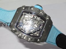 RM035-02 Forged Carbon Case KUF Best Edition Blue Crown on Blue Nylon Strap MIYOTA8215