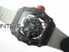 RM035-02 Forged Carbon Case KUF Best Edition Red Crown on Gray Nylon Strap MIYOTA8215
