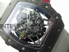 RM035-02 Forged Carbon Case KUF Best Edition Red Crown on Gray Nylon Strap MIYOTA8215