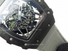 RM035-02 Forged Carbon Case KUF Best Edition Red Crown on Gray Nylon Strap MIYOTA8215