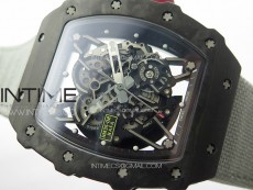 RM035-02 Forged Carbon Case KUF Best Edition Red Crown on Gray Nylon Strap MIYOTA8215