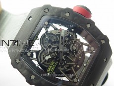 RM035-02 Forged Carbon Case KUF Best Edition Red Crown on Gray Nylon Strap MIYOTA8215
