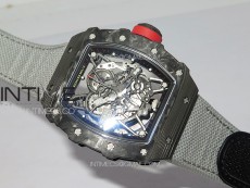 RM035-02 Forged Carbon Case KUF Best Edition Red Crown on Gray Nylon Strap MIYOTA8215
