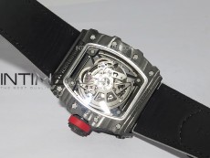 RM035-02 Forged Carbon Case KUF Best Edition Red Crown on Gray Nylon Strap MIYOTA8215