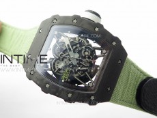 RM035-02 Forged Carbon Case KUF Best Edition White Crown on Green Nylon Strap MIYOTA8215